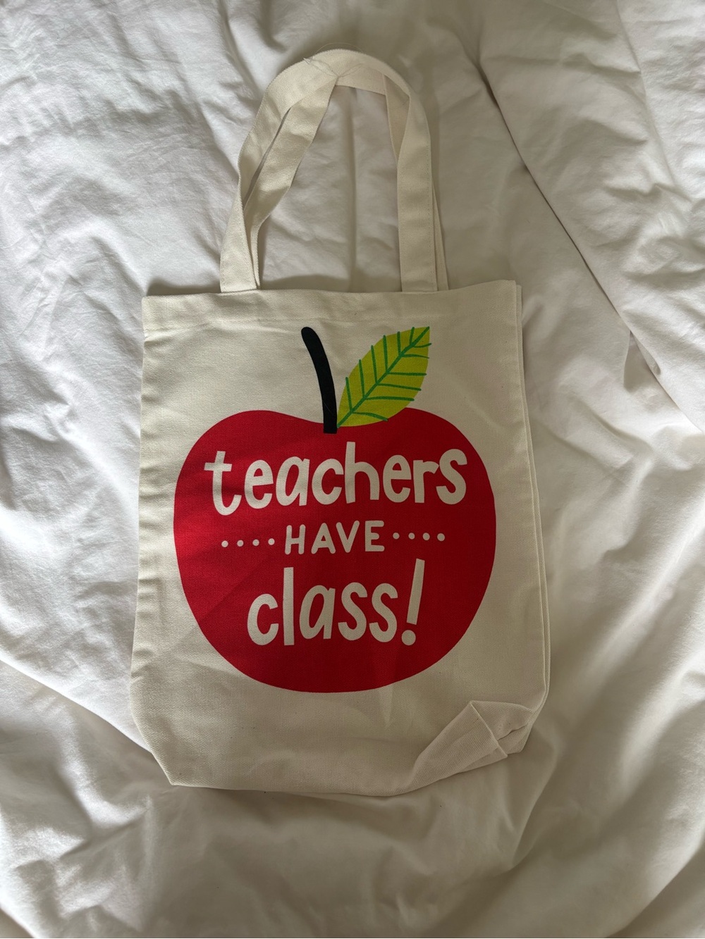 Canvas Tote Bag - Red Apple "Teachers Have Class!"